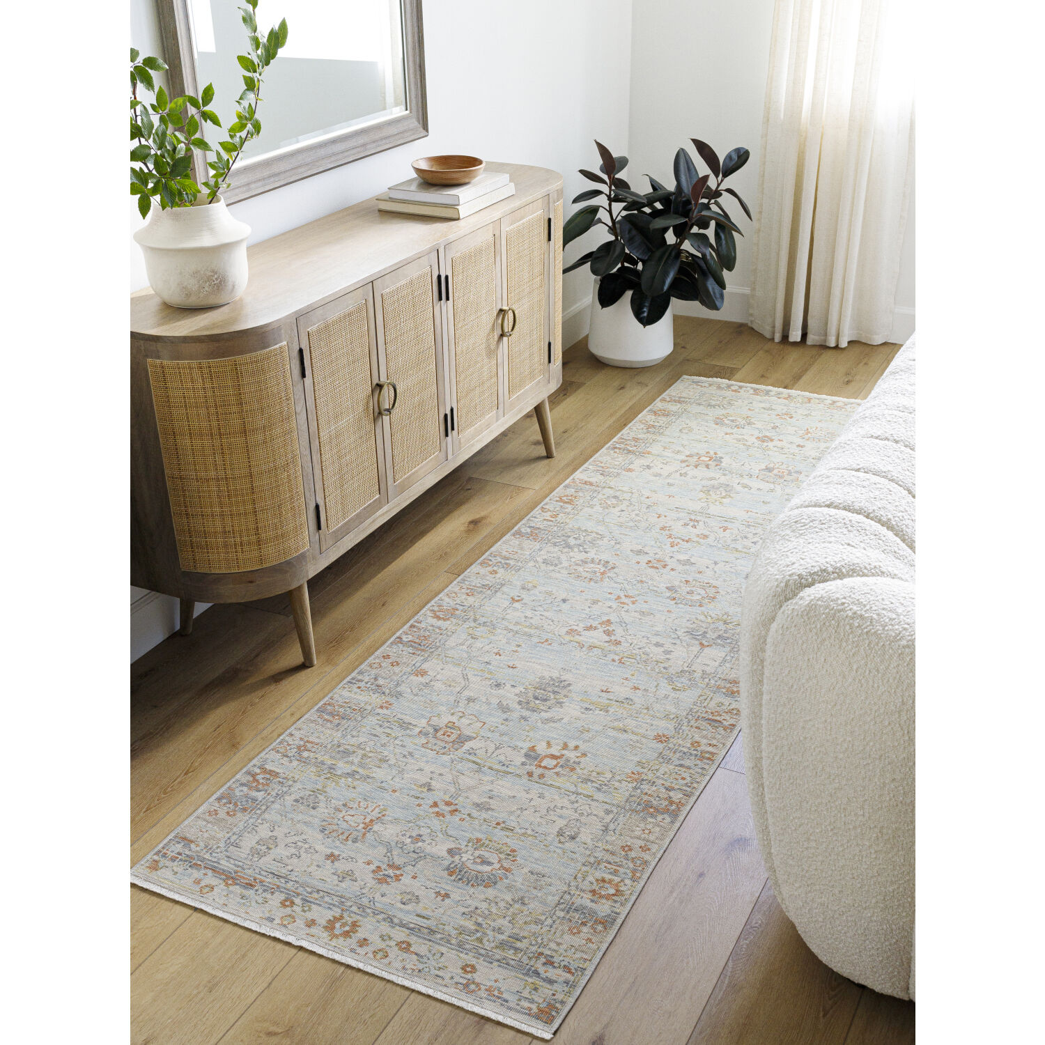 Once Upon a Time 118.11 X 94.49 inch Light Gray / Pale Blue / Gray / Tan / Light Olive / Dusty Coral Machine Woven Rug in 8 x 10
