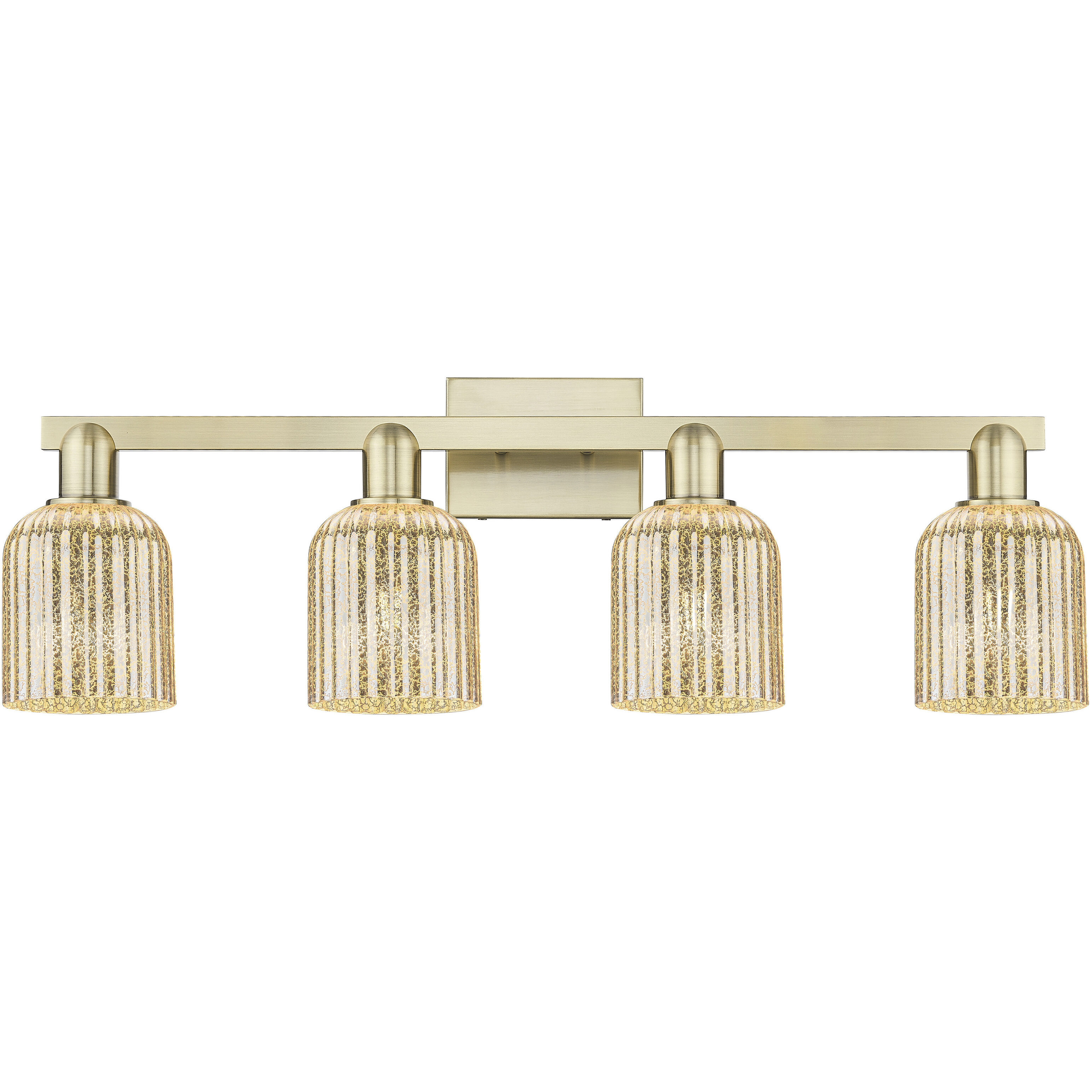 Bridal Veil 4 Light 32 inch Antique Brass Bath Vanity Light Wall Light in Mercury Glass