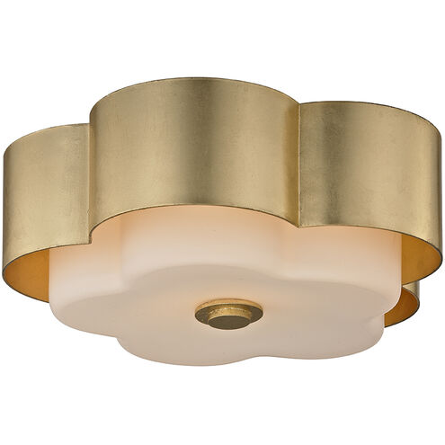 Allure 2 Light 13.5 inch Gold Leaf Flush Mount Ceiling Light, Opal White Glass