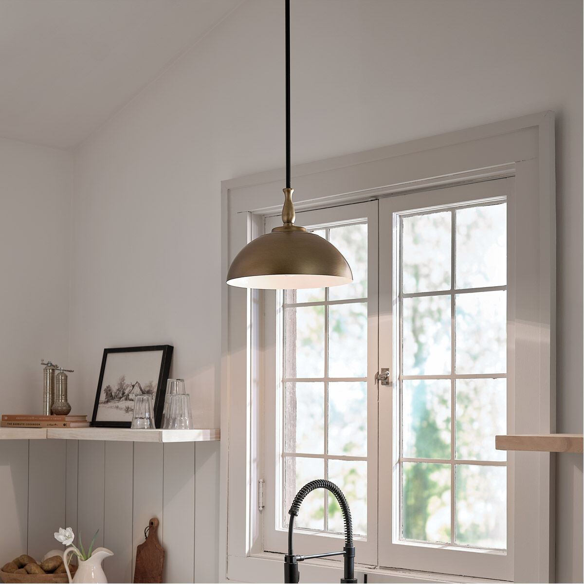 Homestead Fira 1 Light 14 inch Natural Brass Pendant Ceiling Light, Fira