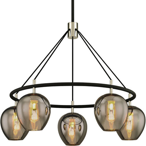 Iliad 5 Light 35.25 inch Textured Black/Polished Nickel Chandelier Ceiling Light