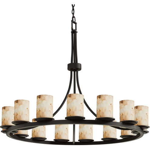 Alabaster Rocks LED 42 inch Matte Black Chandelier Ceiling Light in 10500 Lm LED, Cylinder