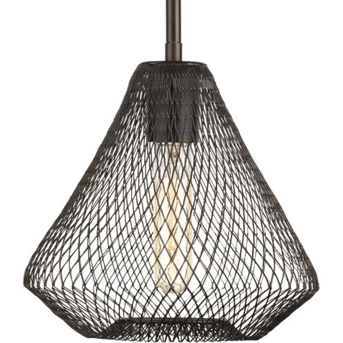 Mesh 1 Light 9 inch Antique Bronze Mini-Pendant Ceiling Light, Design Series