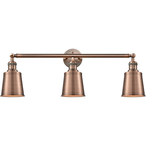 Franklin Restoration Addison 3 Light 32 inch Antique Brass Bath Vanity Light Wall Light in Incandescent, Franklin Restoration