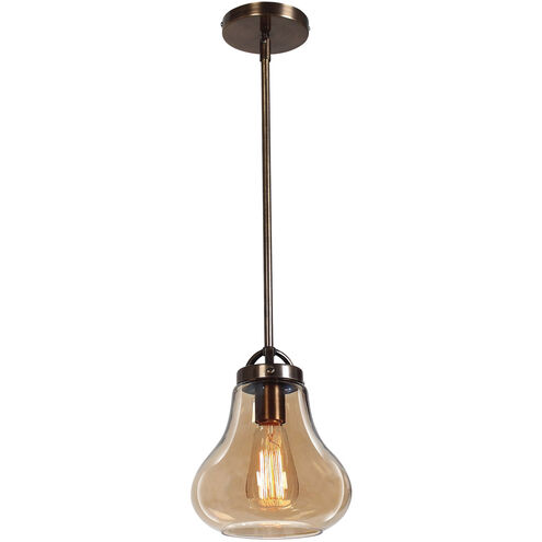 Flux 1 Light 8 inch Distressed Bronze Pendant Ceiling Light in Amber, Dark Bronze