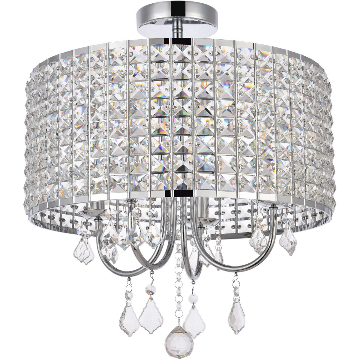 Elise 4 Light 17 inch Chrome Flush Mount Ceiling Light