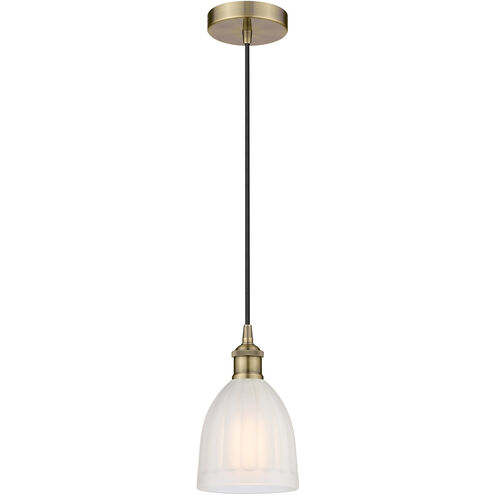 Edison Brookfield LED 6 inch Antique Brass Mini Pendant Ceiling Light