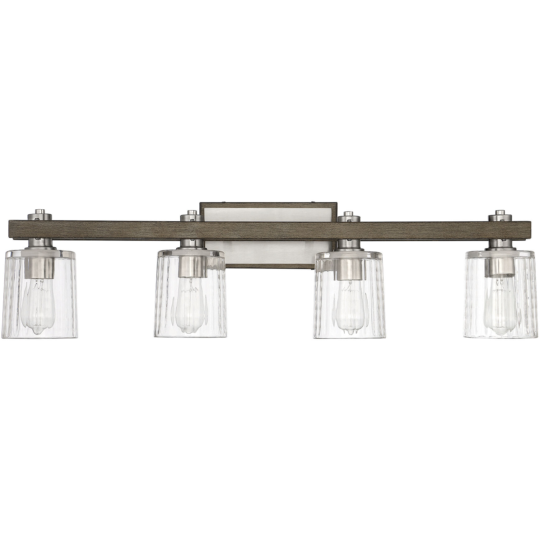 Halifax 4 Light 36 inch Satin Nickel with Gray Wood Bathroom Vanity Light Wall Light in Satin Nickel/Gray Wood