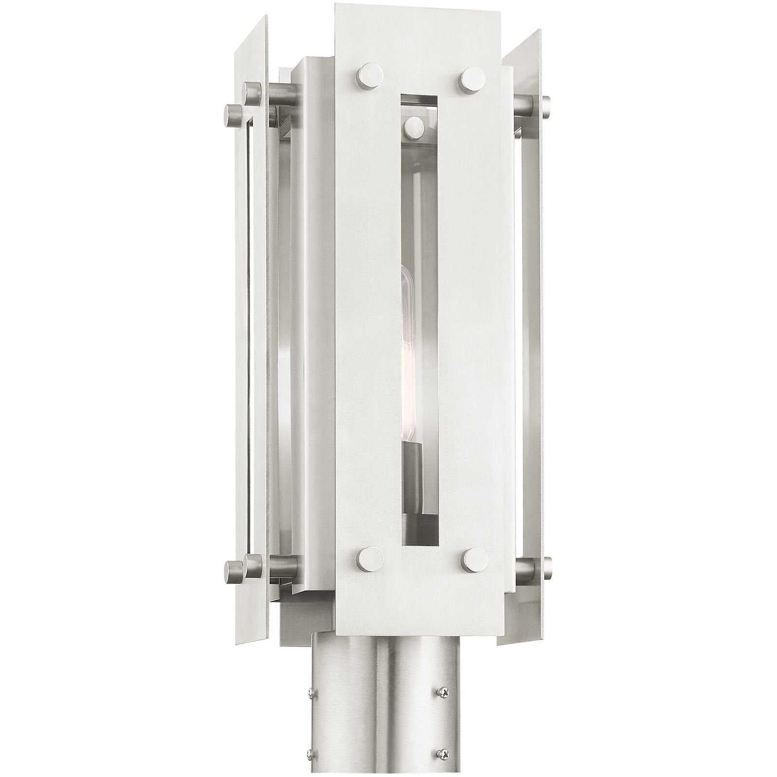 Utrecht 1 Light 16 inch Brushed Nickel Accents Outdoor Post Top Lantern
