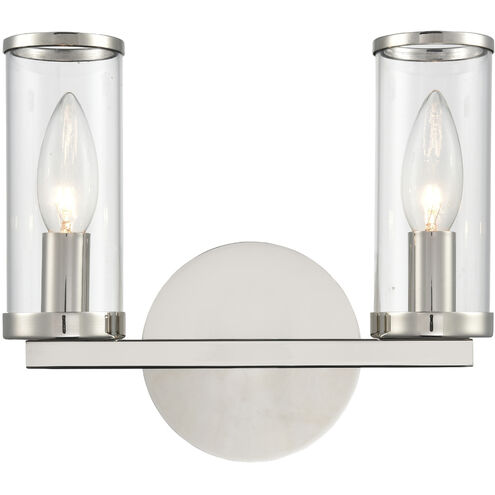 Revolve 2 Light 13.38 inch Clear Glass and Polished Nickel Bath Vanity Wall Light