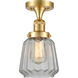 Franklin Restoration Chatham LED 6 inch Satin Gold Semi-Flush Mount Ceiling Light in Clear Glass, Franklin Restoration