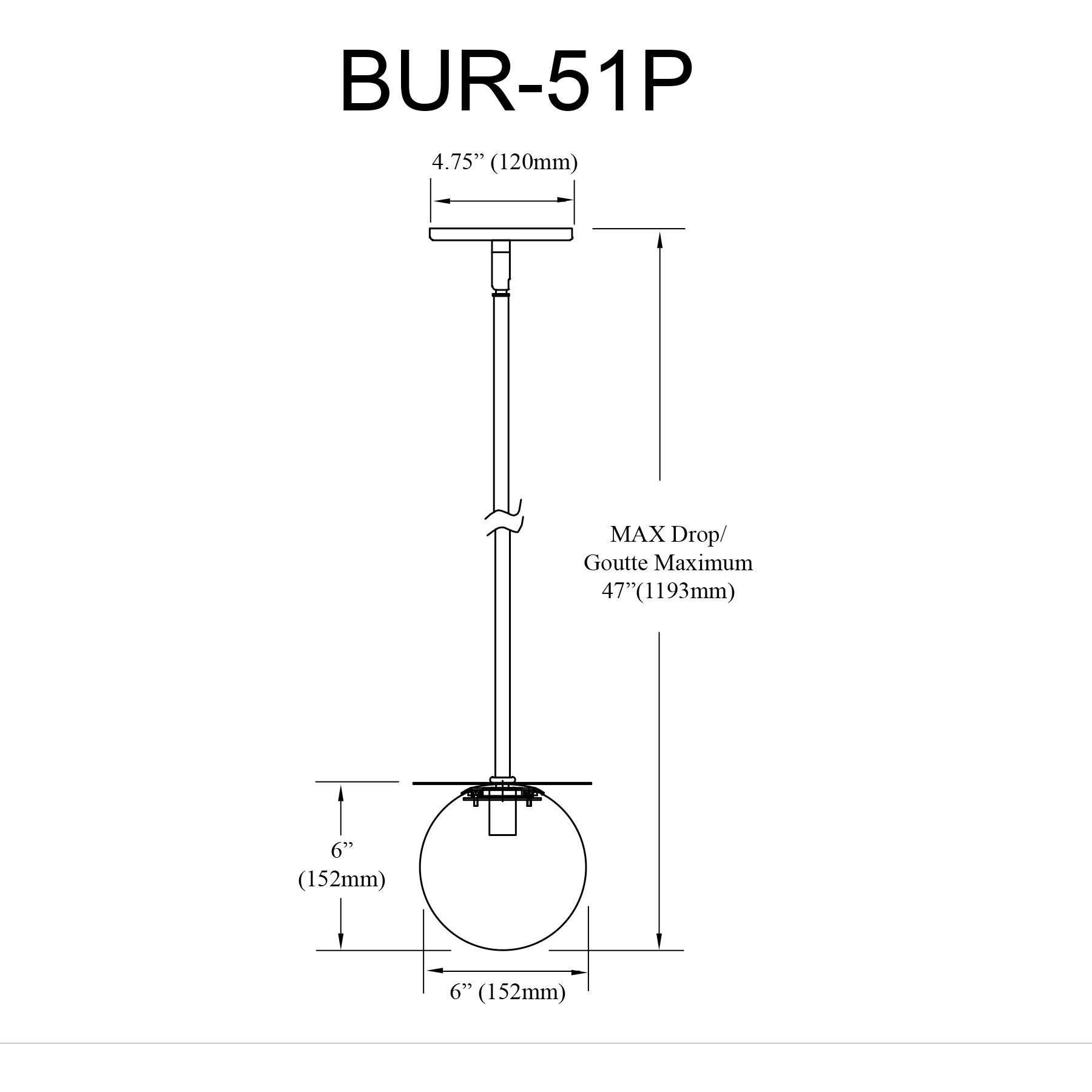 Burlat 1 Light 6 inch Matte Black Single Drop Pendant Ceiling Light