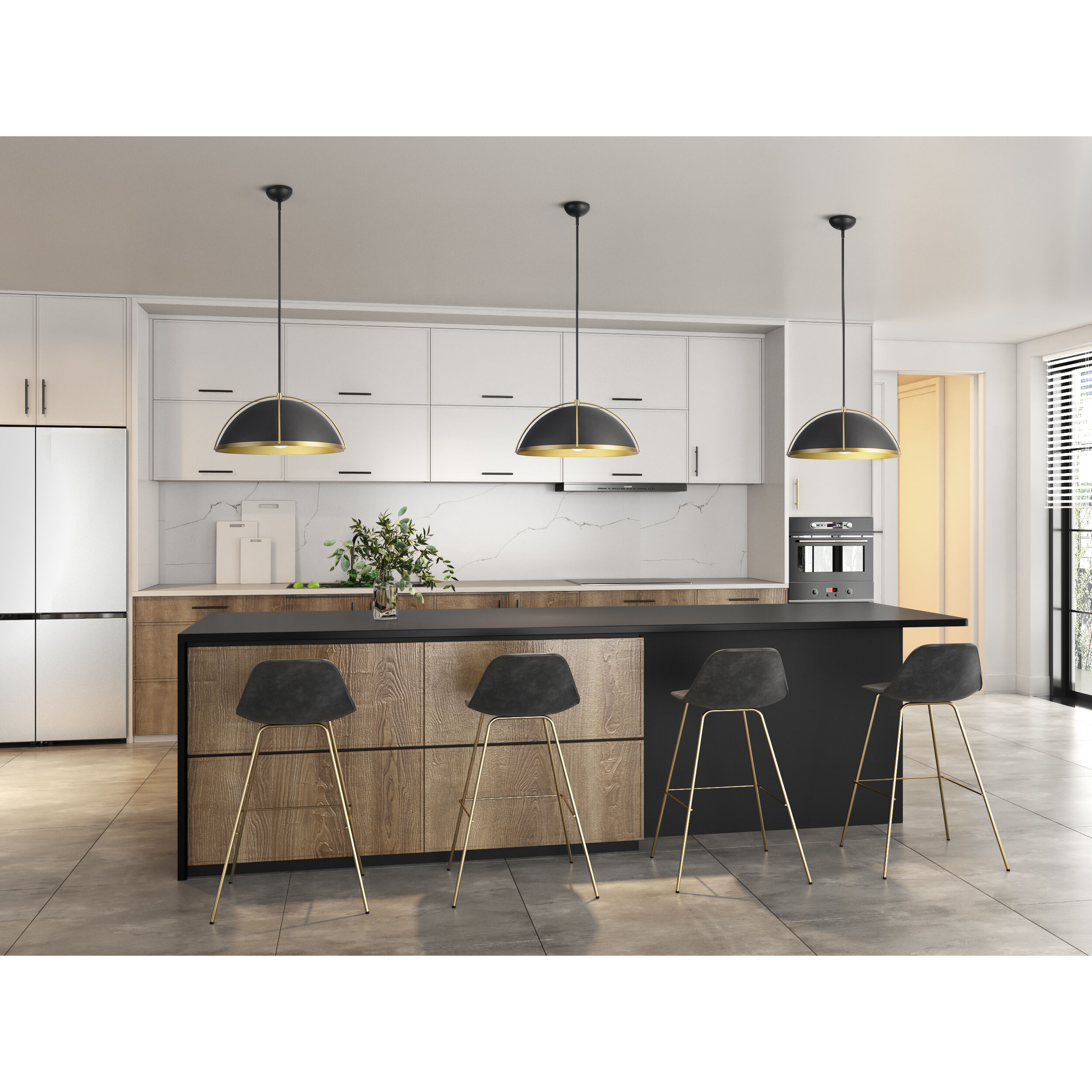 Dahlia 1 Light 17.62 inch Black and Brushed Brass Pendant Ceiling Light