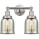 Bell 2 Light 15.5 inch Brushed Satin Nickel Bath Vanity Light Wall Light