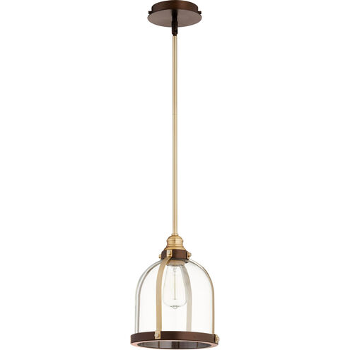 Banded Dome 1 Light 10 inch Aged Brass and Oiled Bronze Mini Pendant Ceiling Light