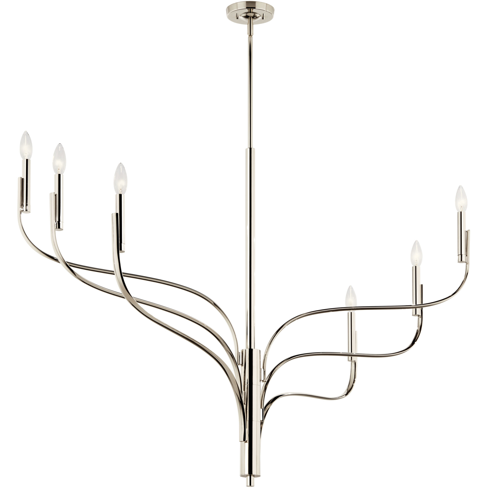Livadia 6 Light Polished Nickel Chandelier Ceiling Light, 1 Tier Large
