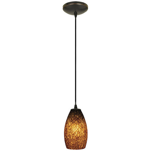 Champagne 1 Light 5 inch Oil Rubbed Bronze Pendant Ceiling Light in Brown Stone