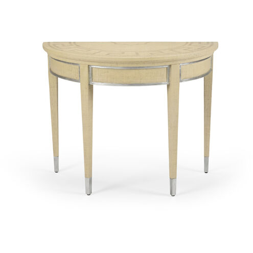 Jamie Merida 38 inch Cream/Clear Demilune Table