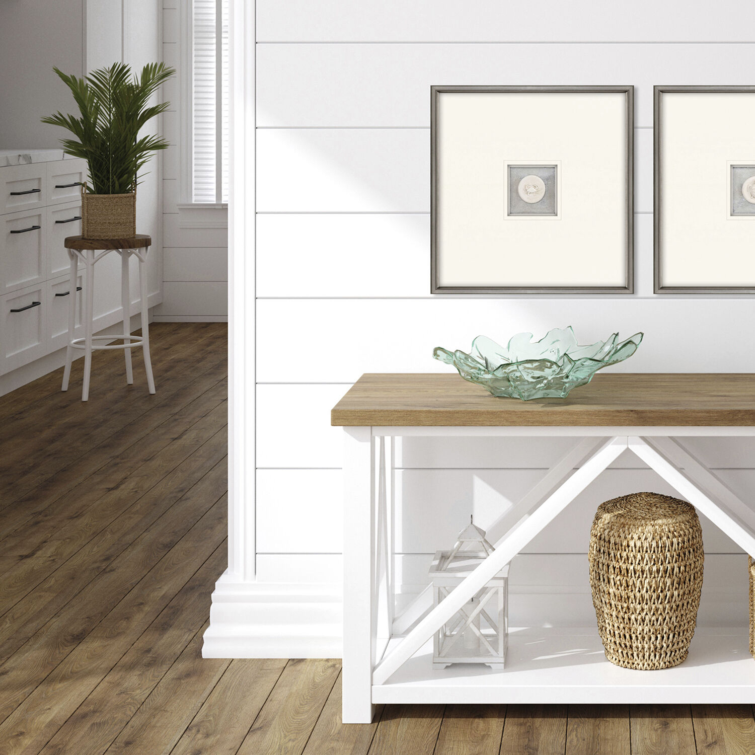 Animals White and Blue Framed Art