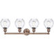 Waverly 4 Light 33 inch Antique Copper and Clear Bath Vanity Light Wall Light