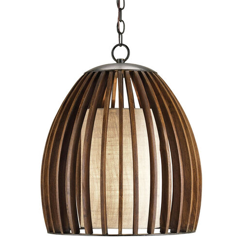 Carling 1 Light 17 inch Old Iron/Polished Fruitwood Pendant Ceiling Light