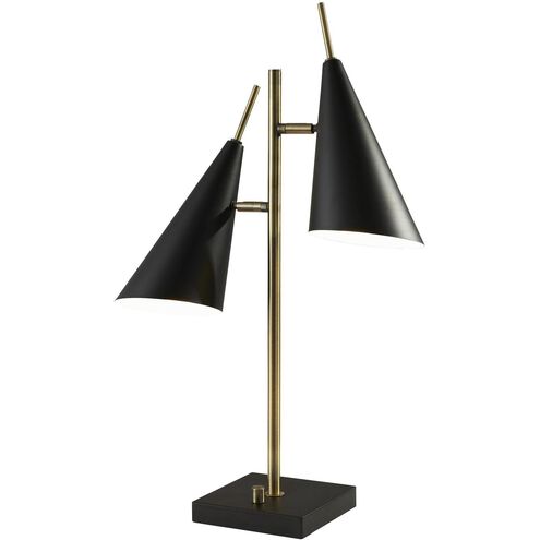 Owen 25 inch 40.00 watt Antique Brass and Black Table Lamp Portable Light