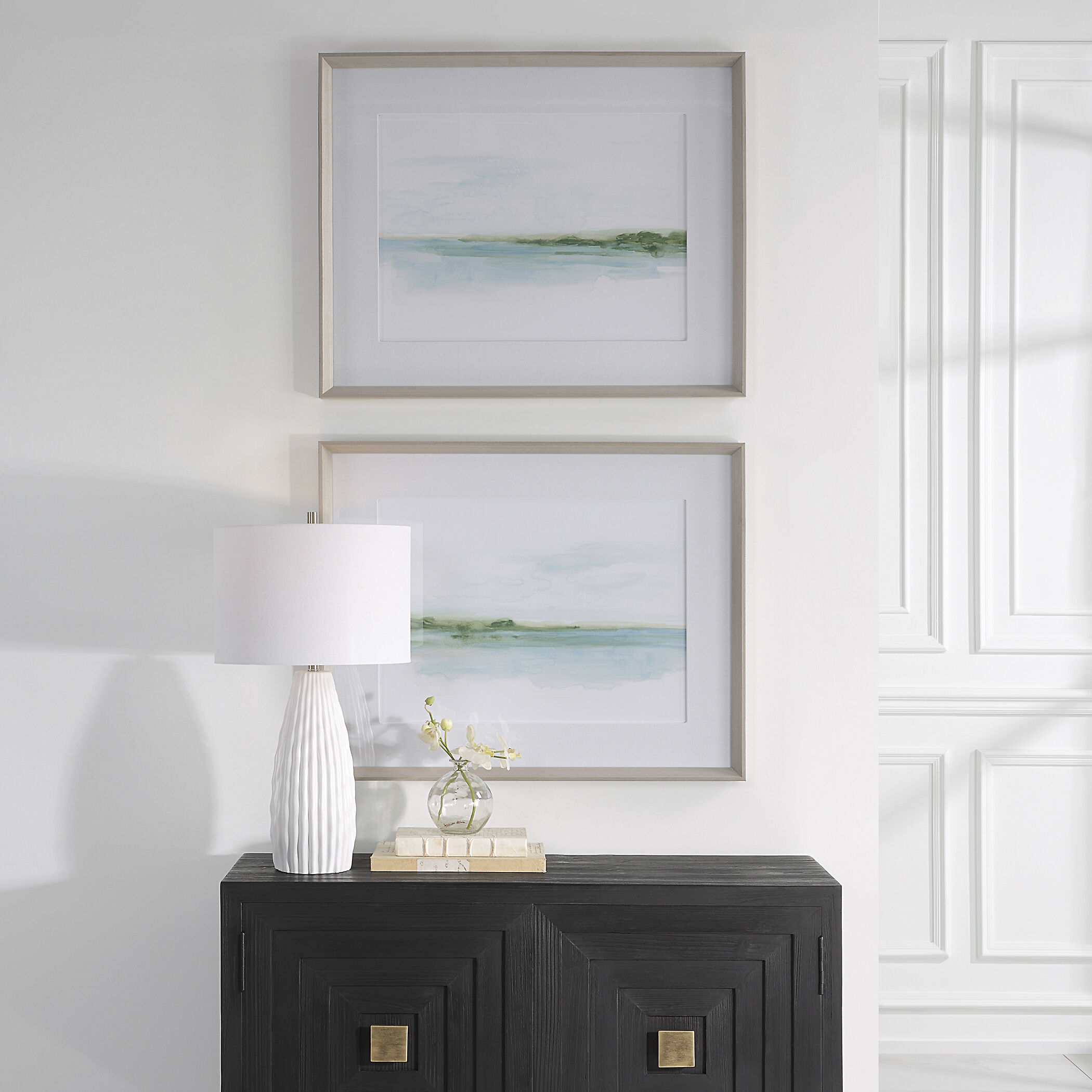 Green Ribbon Coast 32.13 X 26.13 inch Framed Prints, Set of 2