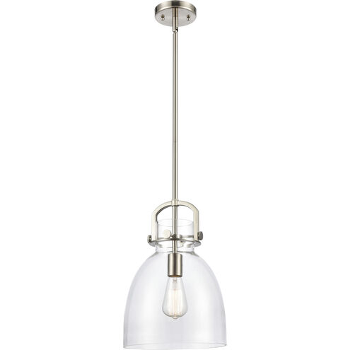 Newton Bell 1 Light 10 inch Satin Nickel Mini Pendant Ceiling Light in Clear Glass