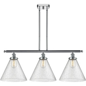Ballston X-Large Cone 3 Light 36 inch Polished Chrome Island Light Ceiling Light in Seedy Glass