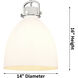 Newton Bell 3 Light 14 inch Satin Nickel Pendant Ceiling Light in Cased Matte White Glass
