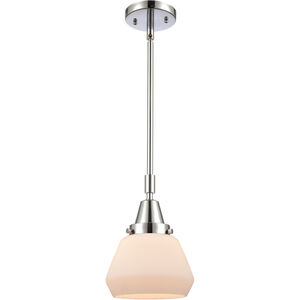 Franklin Restoration Fulton LED 7 inch Polished Chrome Mini Pendant Ceiling Light in Matte White Glass