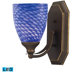 Mix and Match LED 8 inch Aged Bronze Vanity Light Wall Light in Sapphire Glass, 1