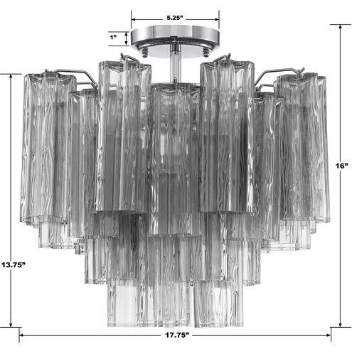 Addis 4 Light 17.75 inch Polished Chrome Semi Flush Ceiling Light in Smoke