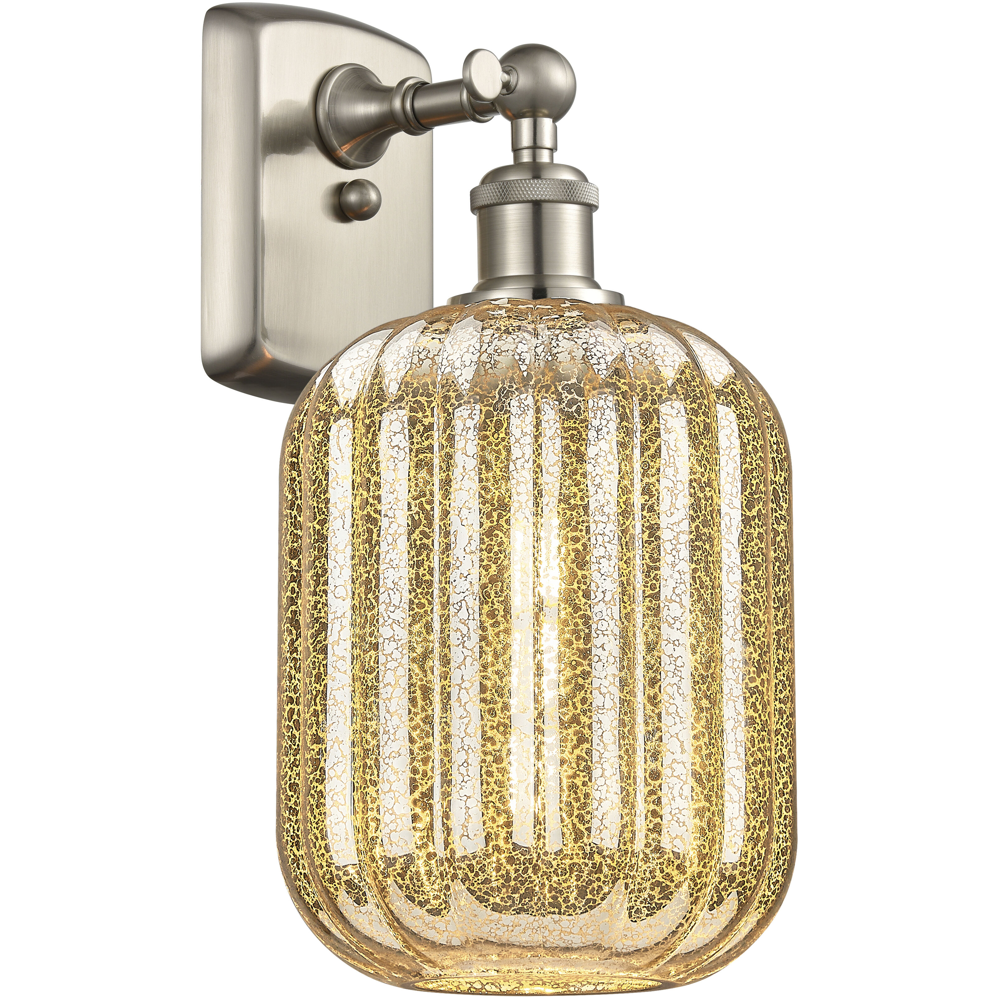 Ballston Preston Armed Sconce Wall Light in Brushed Satin Nickel, Mercury