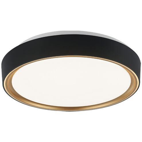 Alamus LED 15.25 inch Aged Gold Brass and Matte Black Flush Mount Ceiling Light in Black and Gold