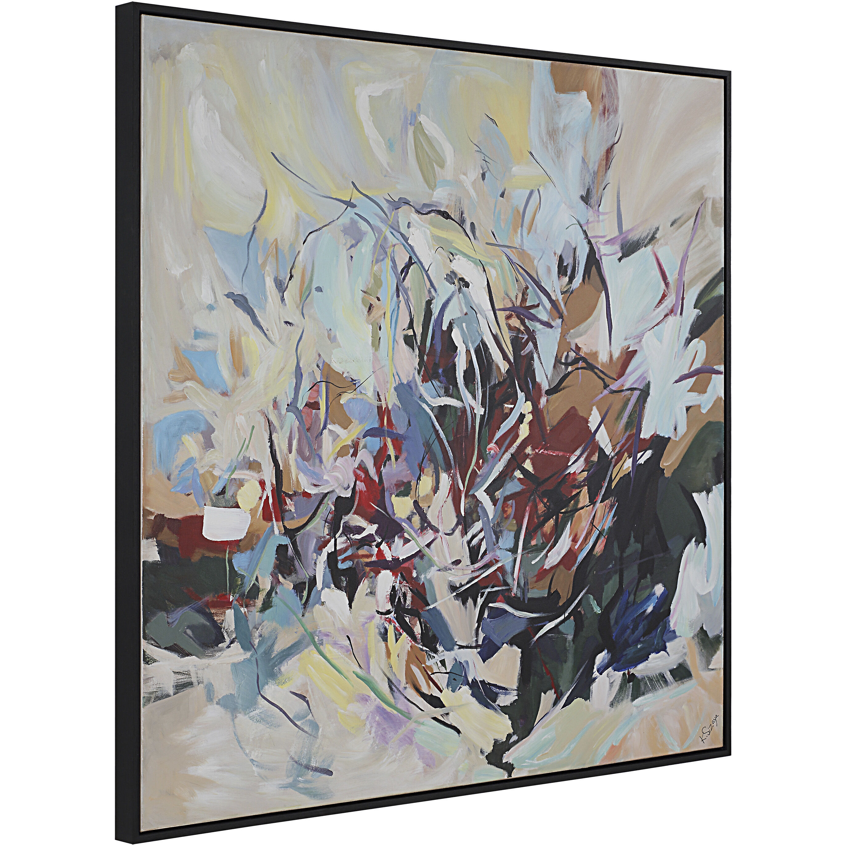 Iman Painted Matte Black Canvas Art