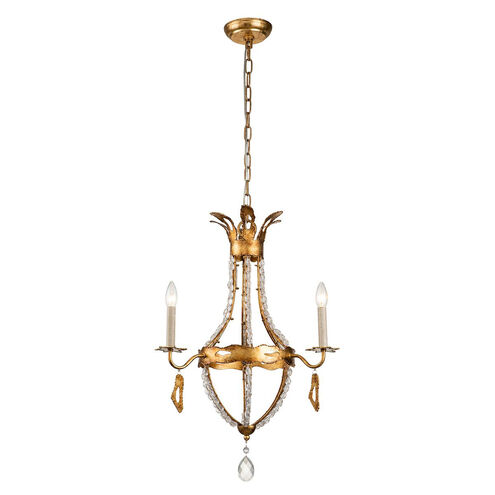 Monteleone 3 Light 21 inch Gold Leaf with Antique Chandelier Ceiling Light, Flambeau