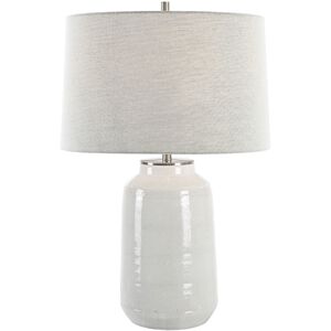 Odawa 25.75 inch 150.00 watt Off-white Crackle Glaze and Plated Brushed Nickel Table Lamp Portable Light