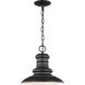 Redding Station 1 Light 12 inch Textured Black Outdoor Pendant