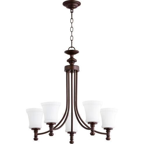 Rossington 5 Light 25 inch Oiled Bronze Chandelier Ceiling Light in Satin Opal