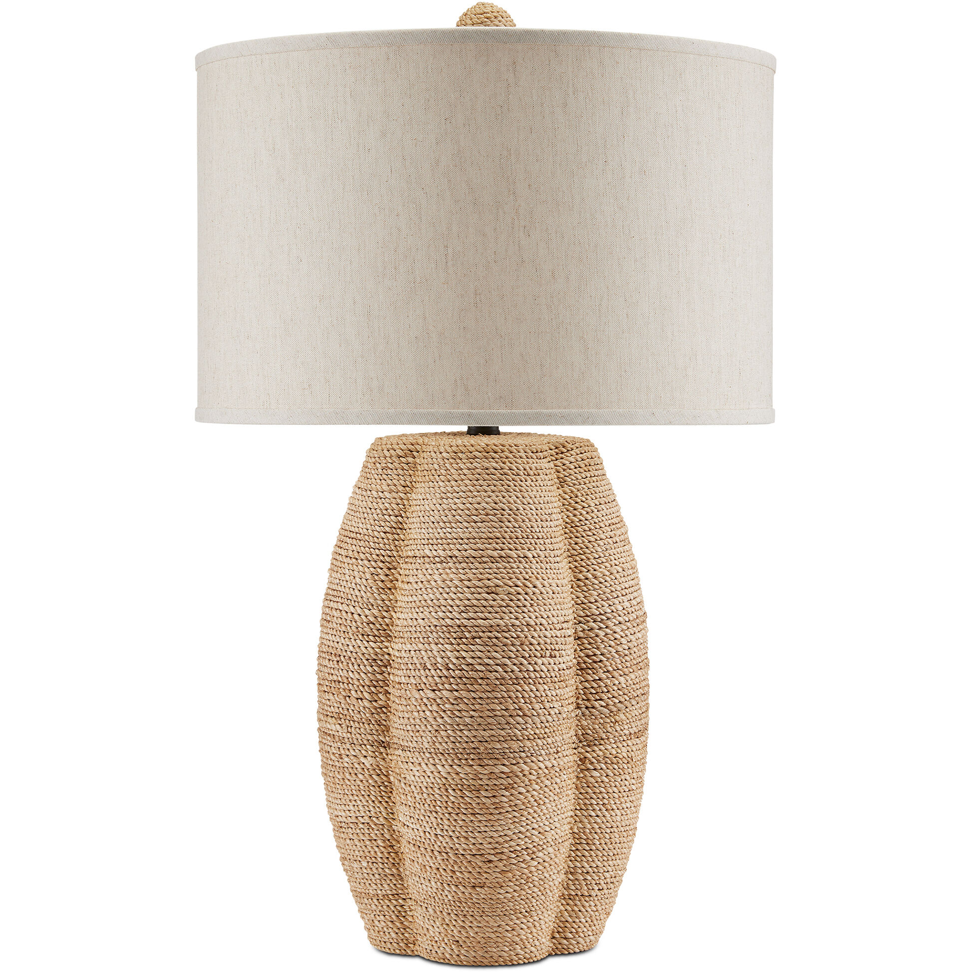 Karnak 30.5 inch Satin Black/Natural Abaca Rope Table Lamp Portable Light