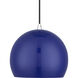 Piedmont 1 Light 10 inch Shiny Cobalt Blue with Polished Chrome Accents Pendant Ceiling Light