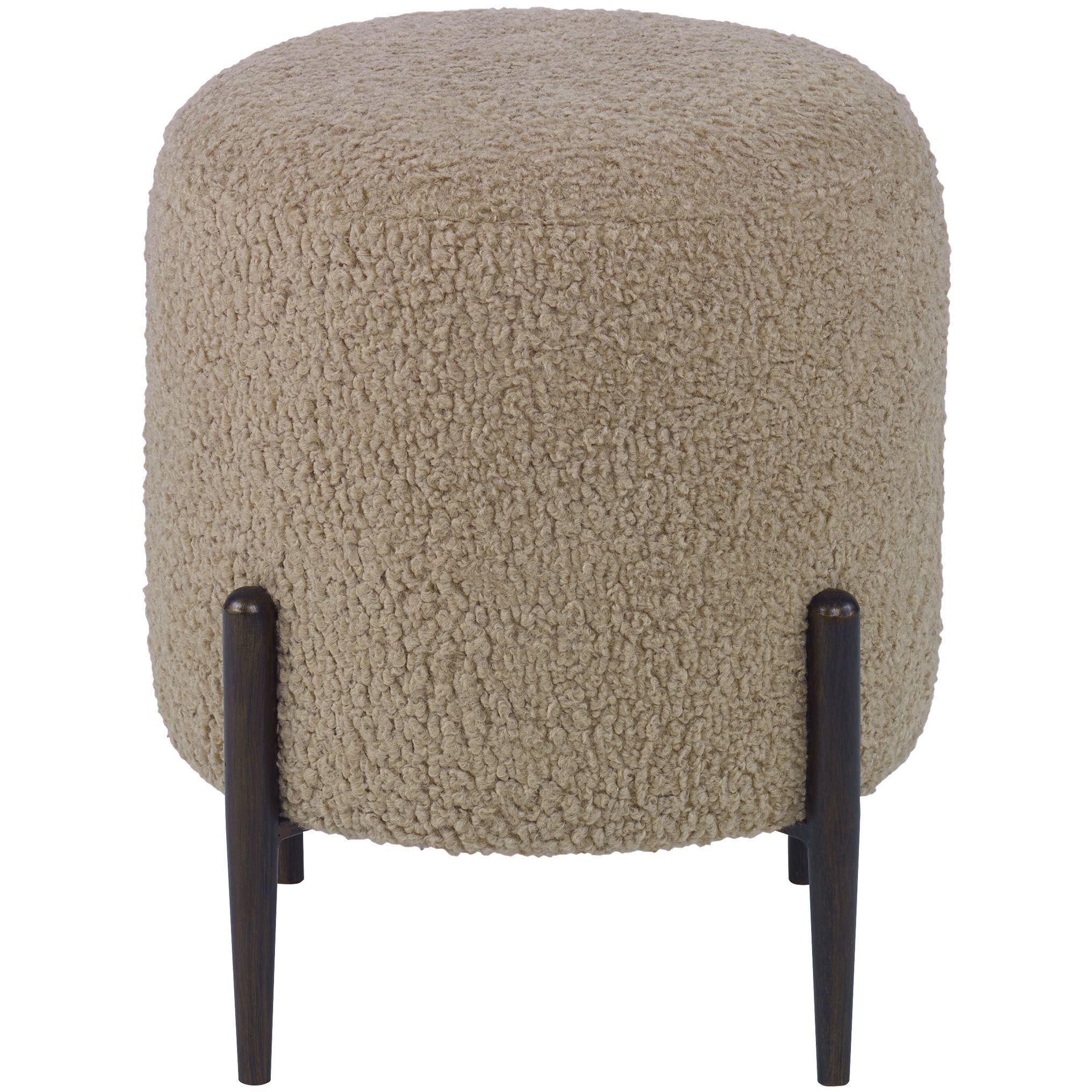 Arles 18 inch Latte Faux Shearling and Dark Bronze Ottoman