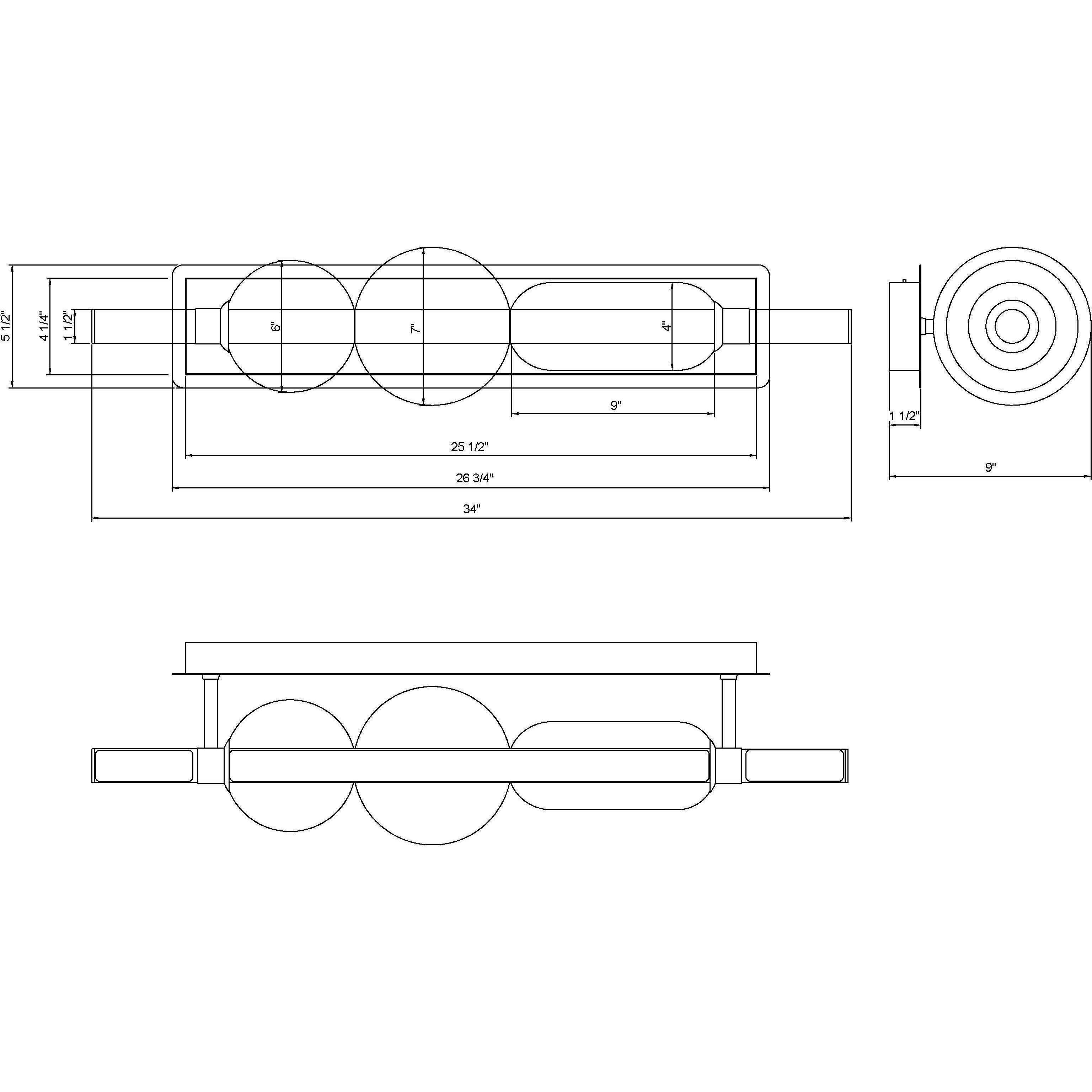 Lucent LED 34 inch Gold Vanity Light Wall Light