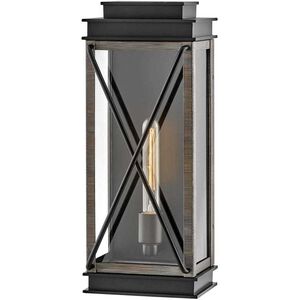 Montecito Outdoor Wall Mount Lantern in Black, Medium