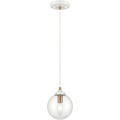 Boudreaux 1 Light 6 inch Matte White with Satin Brass Mini Pendant Ceiling Light
