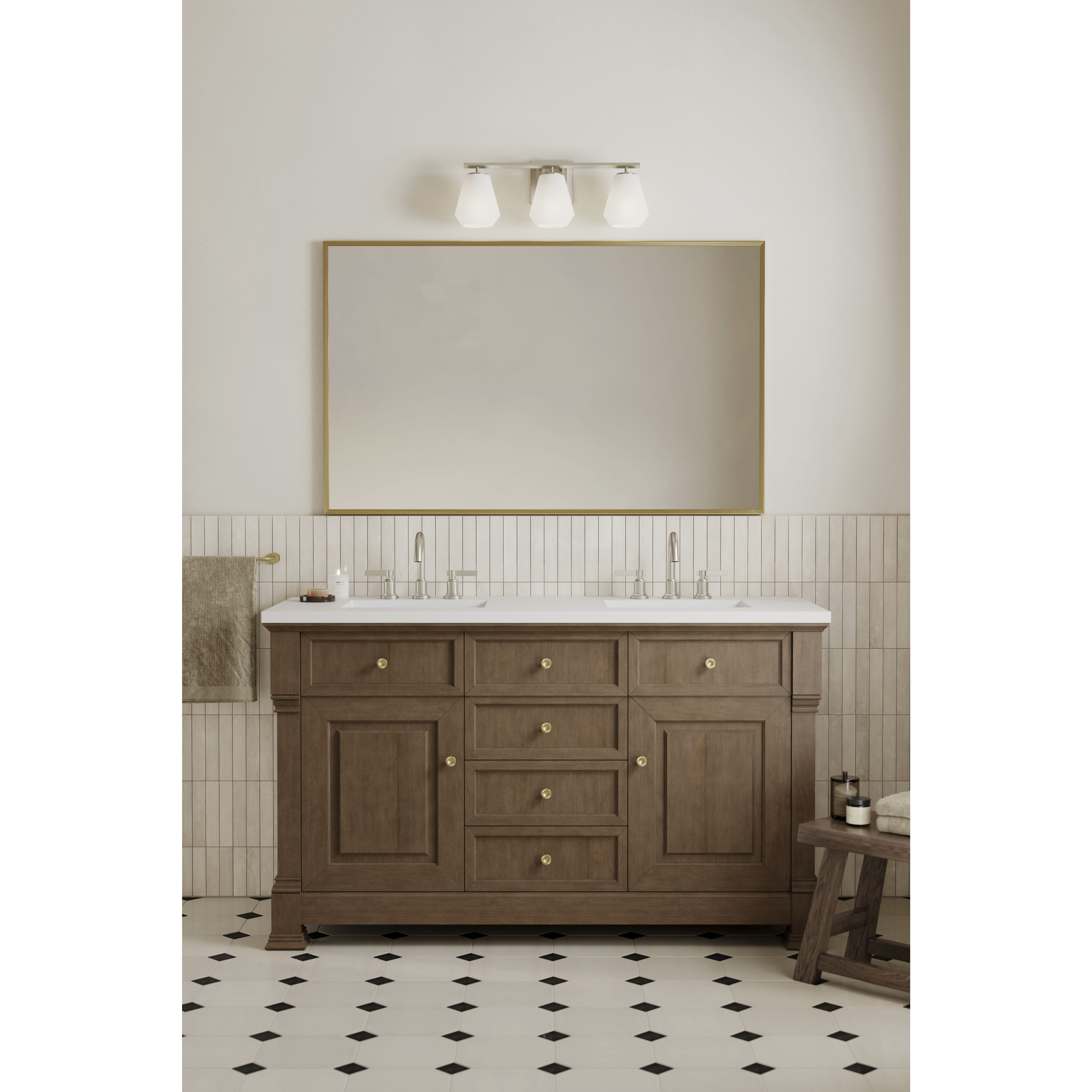 Siena 3 Light 22.75 inch Brushed Nickel Vanity Wall Light