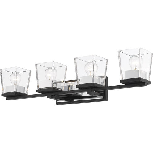 Bleeker Street 4 Light 33 inch Matte Black and Chrome Vanity Wall Light