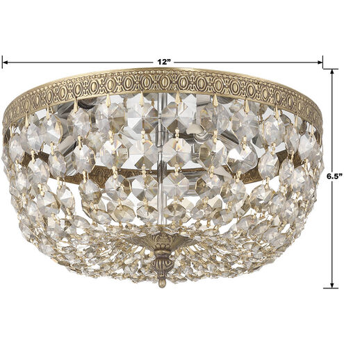 Westbury 3 Light 12 inch Olde Brass Flush Ceiling Light in Golden Teak Hand Cut