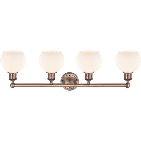 Athens 4 Light 33 inch Antique Copper and Matte White Bath Vanity Light Wall Light